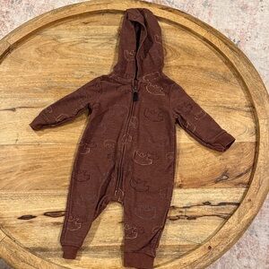 Carter's Dark Brown Hooded Baby One-Piece with Rhino Print